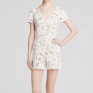 Trina Turk White and Cream Floral Lace Romper